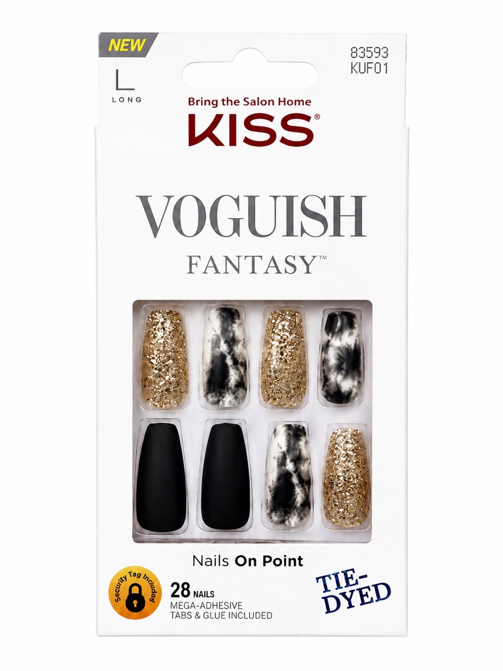 KISS Voguish Fantasy Tie-Dyed Press On Nails Long Coffin 28 Nails NIB